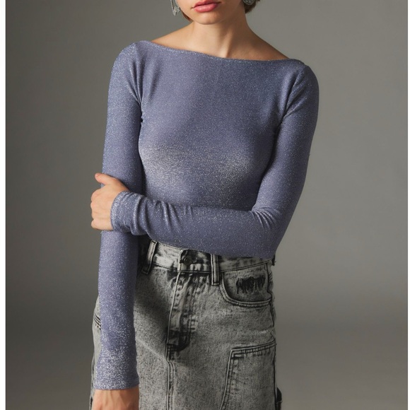 Silence + Noise Natasha Sparkly Cutout Top - Picture 2 of 3